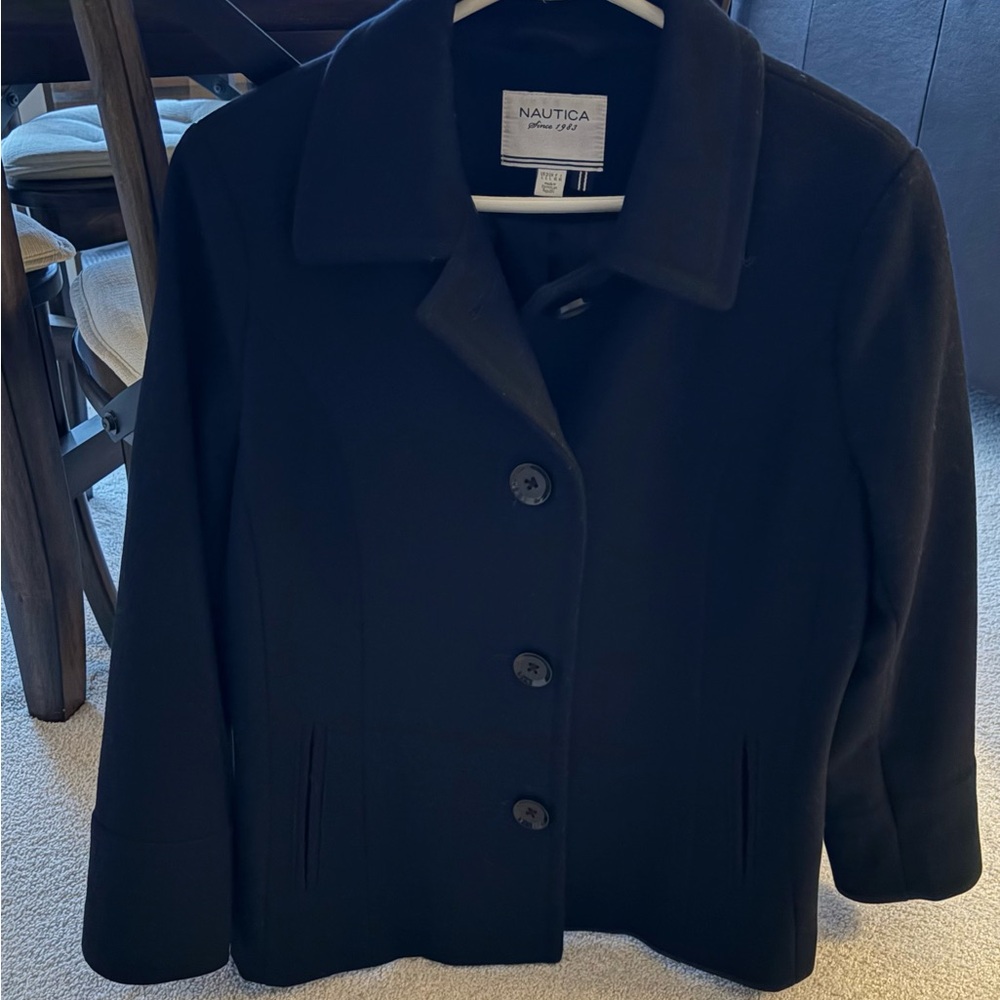 Nautica black Peacoat, L/XL great condition, lined, like NEW